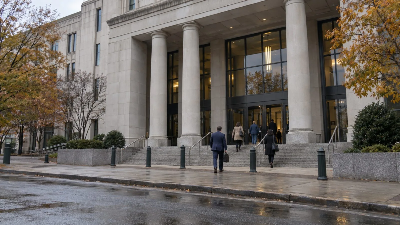 Visitors enter the Charles R. Jonas Federal Building and U.S. Courthouse in Charlotte, North Carolina. (AI-generated image / EconoTimes)