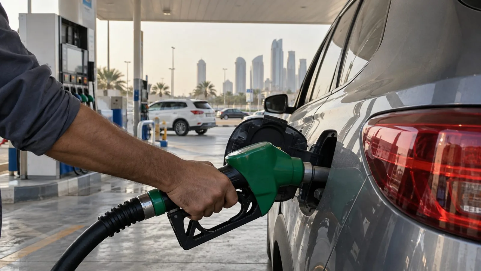 A driver refuels a car at a petrol station in Abu Dhabi, United Arab Emirates. (AI-generated image / EconoTimes)
