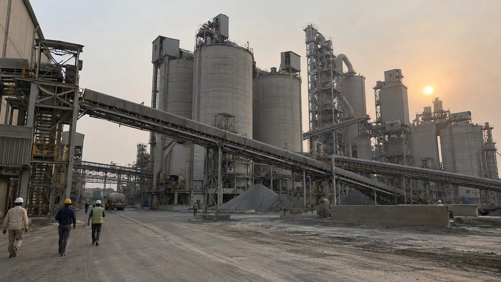 A raw-material conveyor feeds the cement works at Ambuja’s Darlaghat plant in Himachal Pradesh, India / EconoTimes.ai