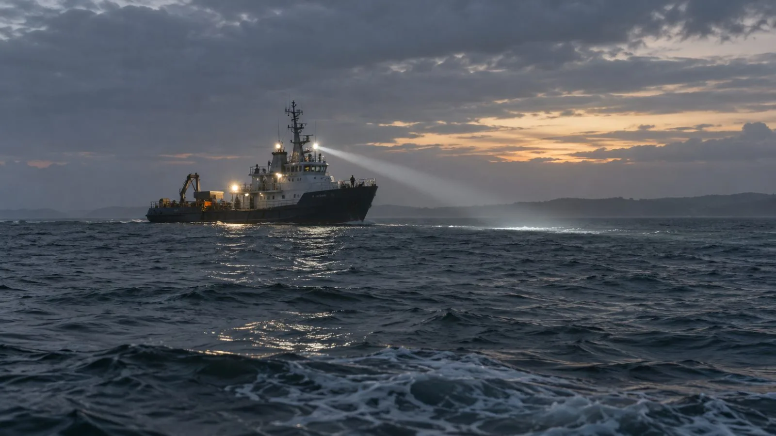 A search vessel crosses the Gulf of Guinea off Mayumba, Gabon, near the MaBoMo offshore facility. / EconoTimes.ai