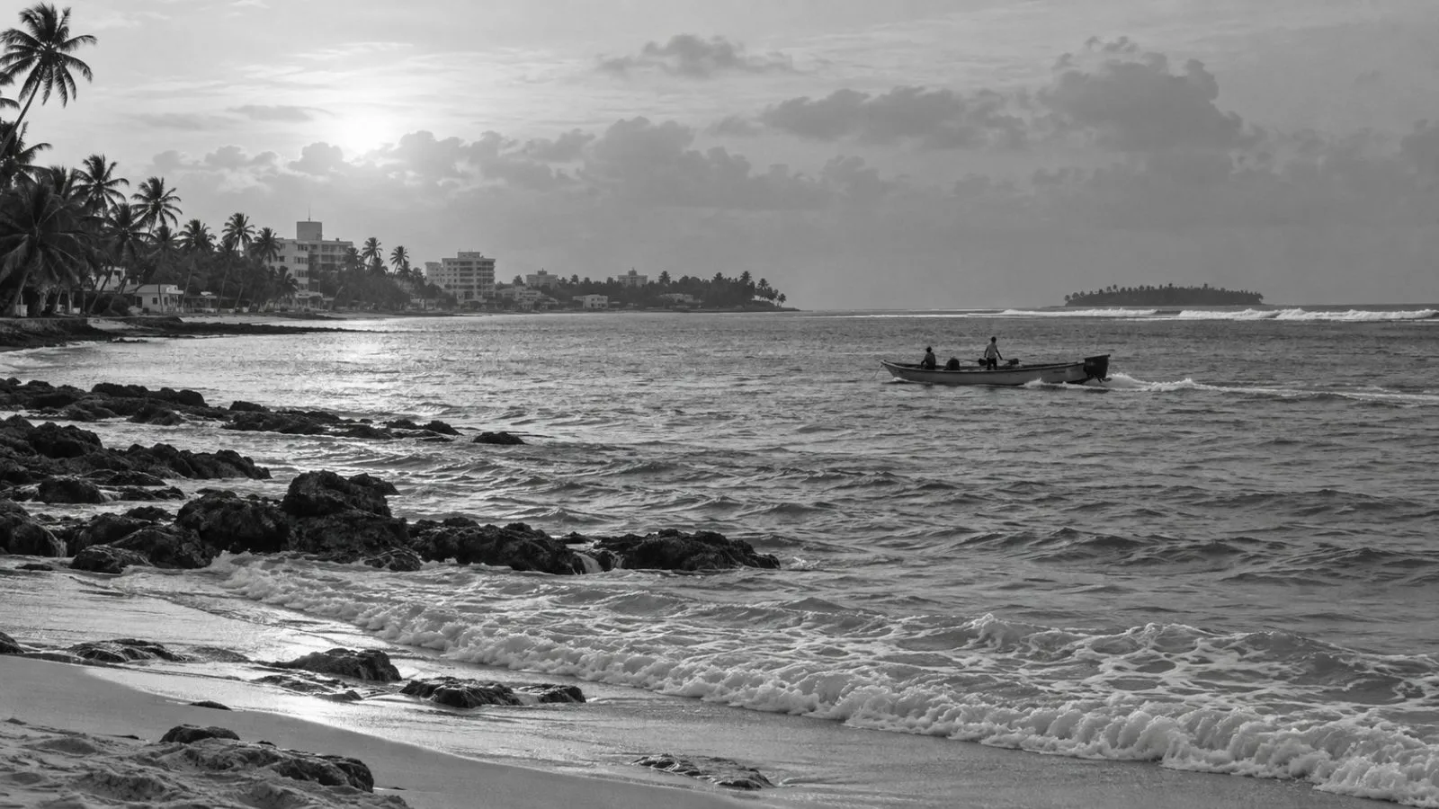 A small fishing boat crosses Caribbean waters off San Andrés Island, Colombia. (AI-generated image / EconoTimes)