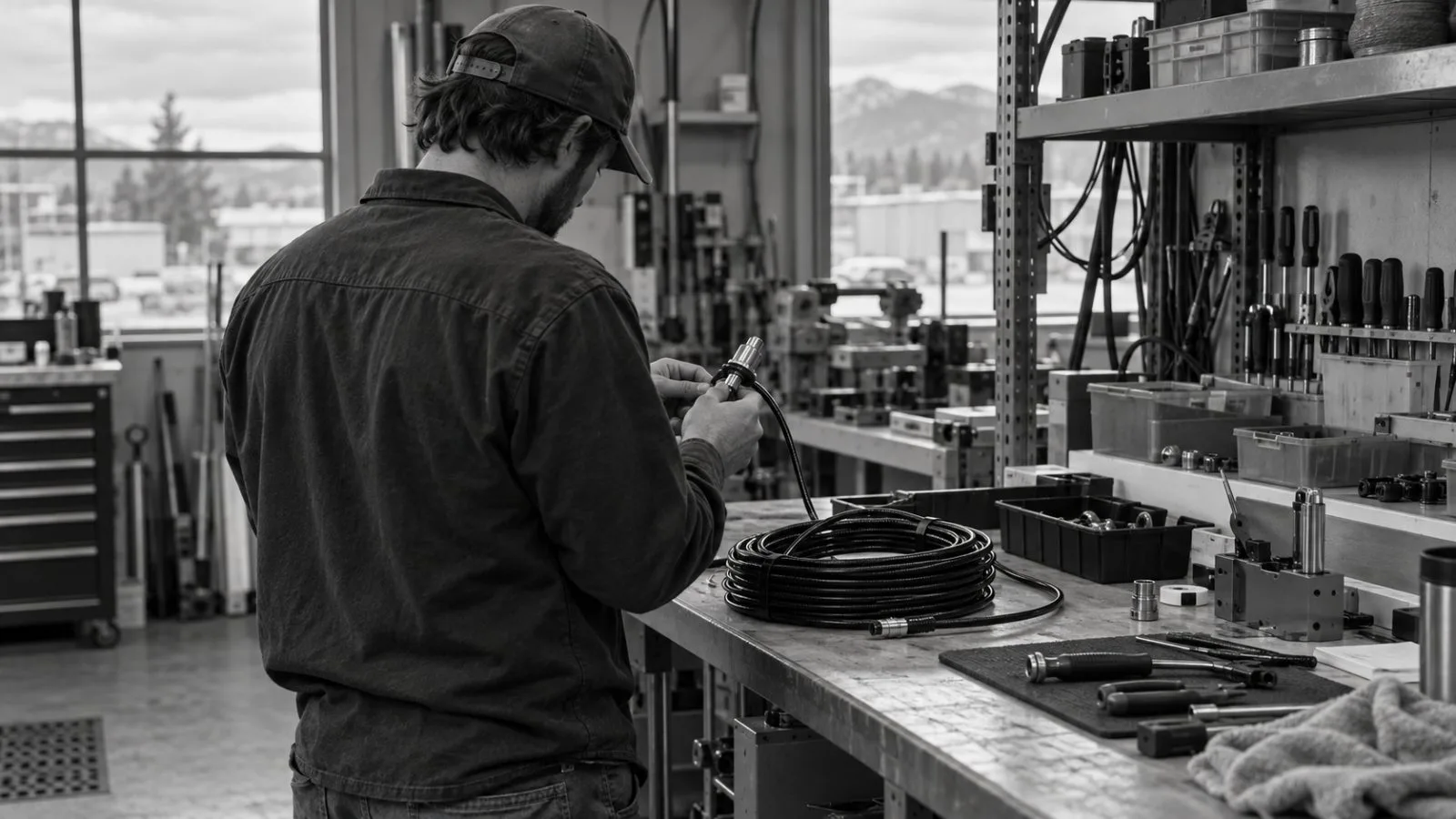 A technician inspects leak-detection equipment at a workshop in Fort Collins, Colorado. (AI-generated image / EconoTimes)