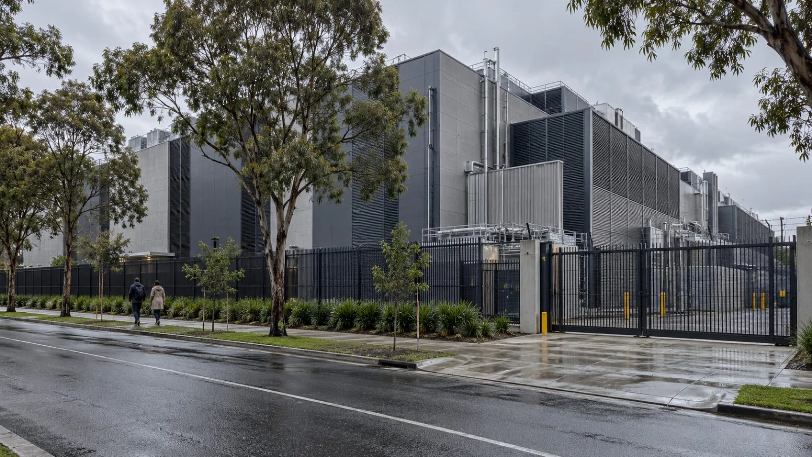Electrical infrastructure stands near a data center in Melbourne, Australia. / EconoTimes.ai