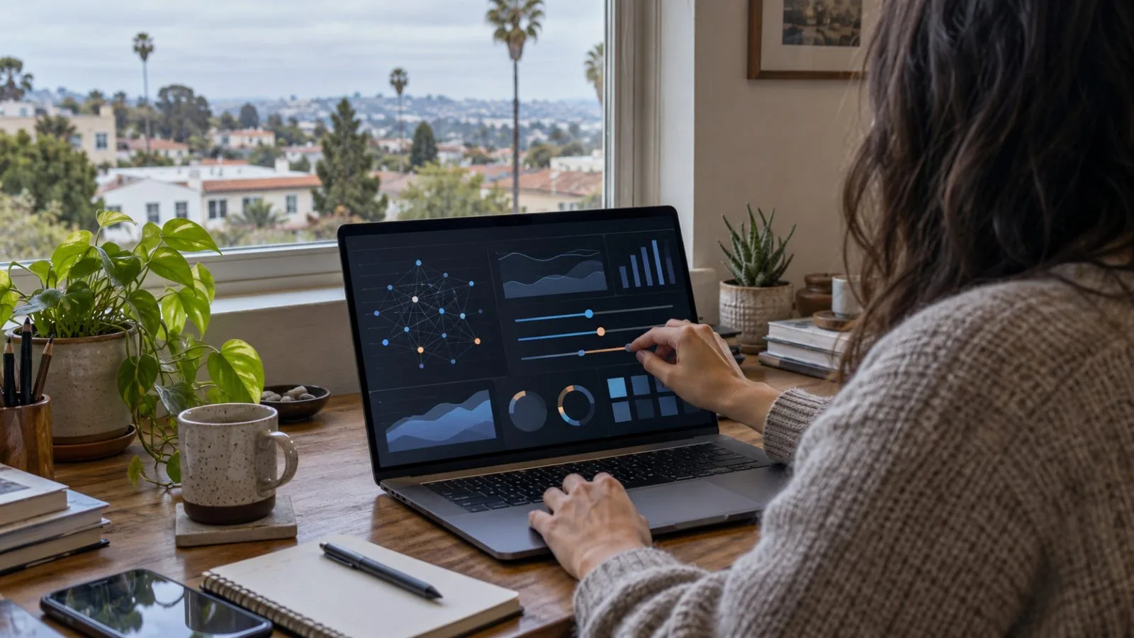 A subscriber adjusts an AI infrastructure revenue model on a laptop in San Diego, California (AI-generated image / EconoTimes)