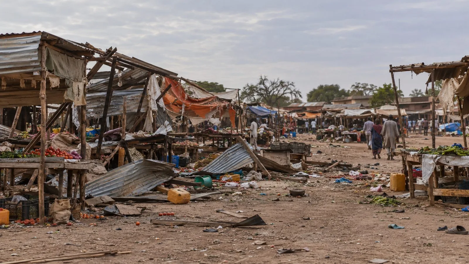Market stalls stand at Amiet Common Market in the Abyei area. (AI-generated image / EconoTimes)