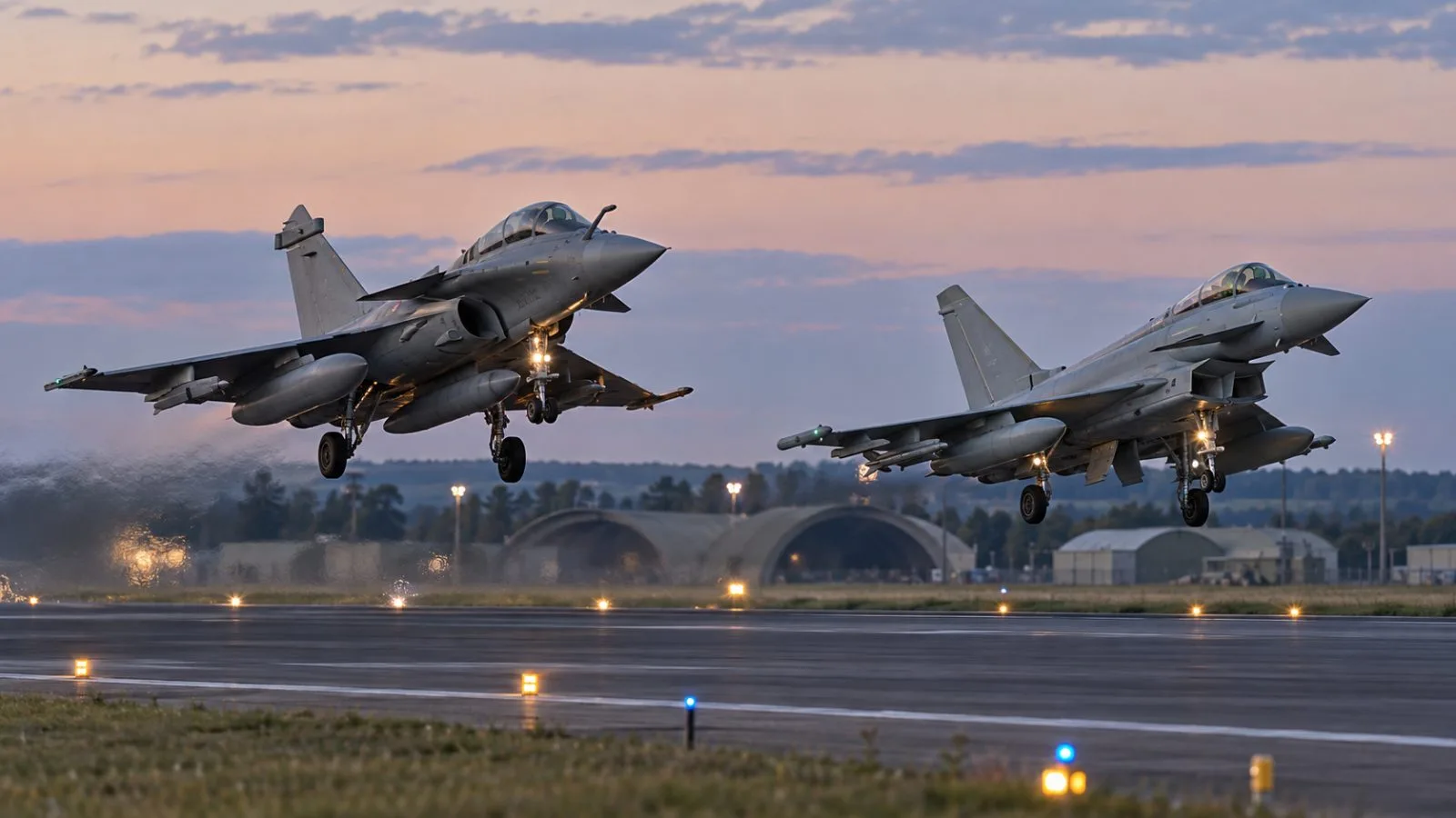 French Rafale and British Typhoon jets take off from Saint-Dizier Air Base in France. (AI-generated image / EconoTimes)