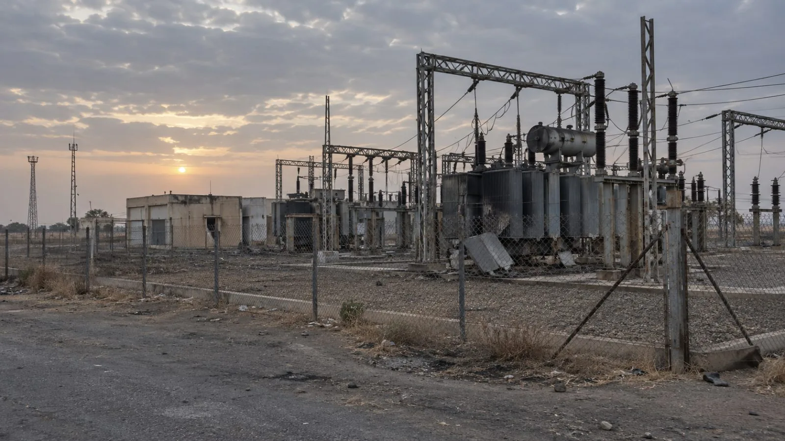 The Managil power station stands dark after reported drone strikes in Gezira state, Sudan. (AI-generated image / EconoTimes)