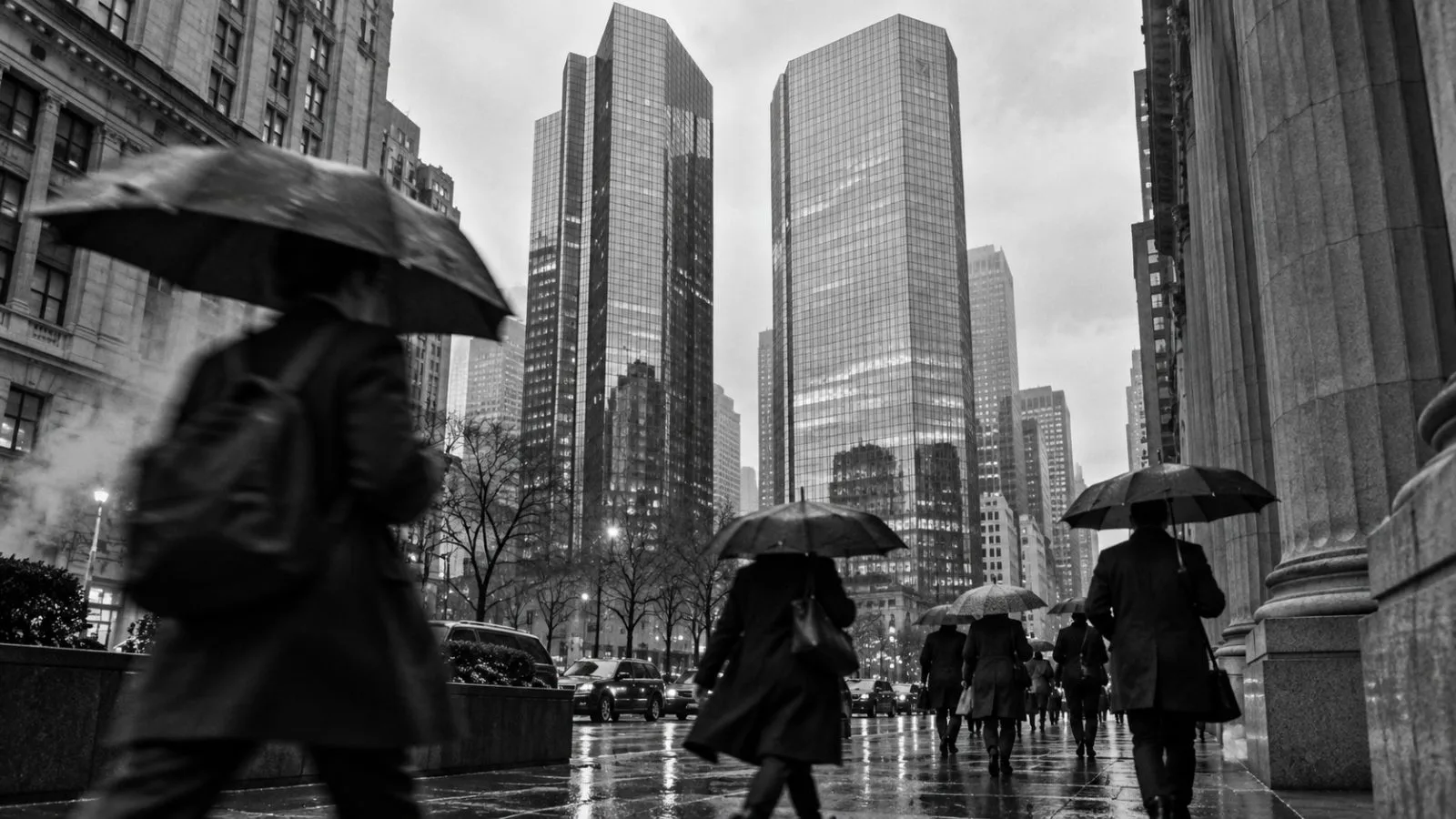 Commuters cross the plaza outside Deutsche Bank’s twin towers in Frankfurt, Germany. / EconoTimes.ai