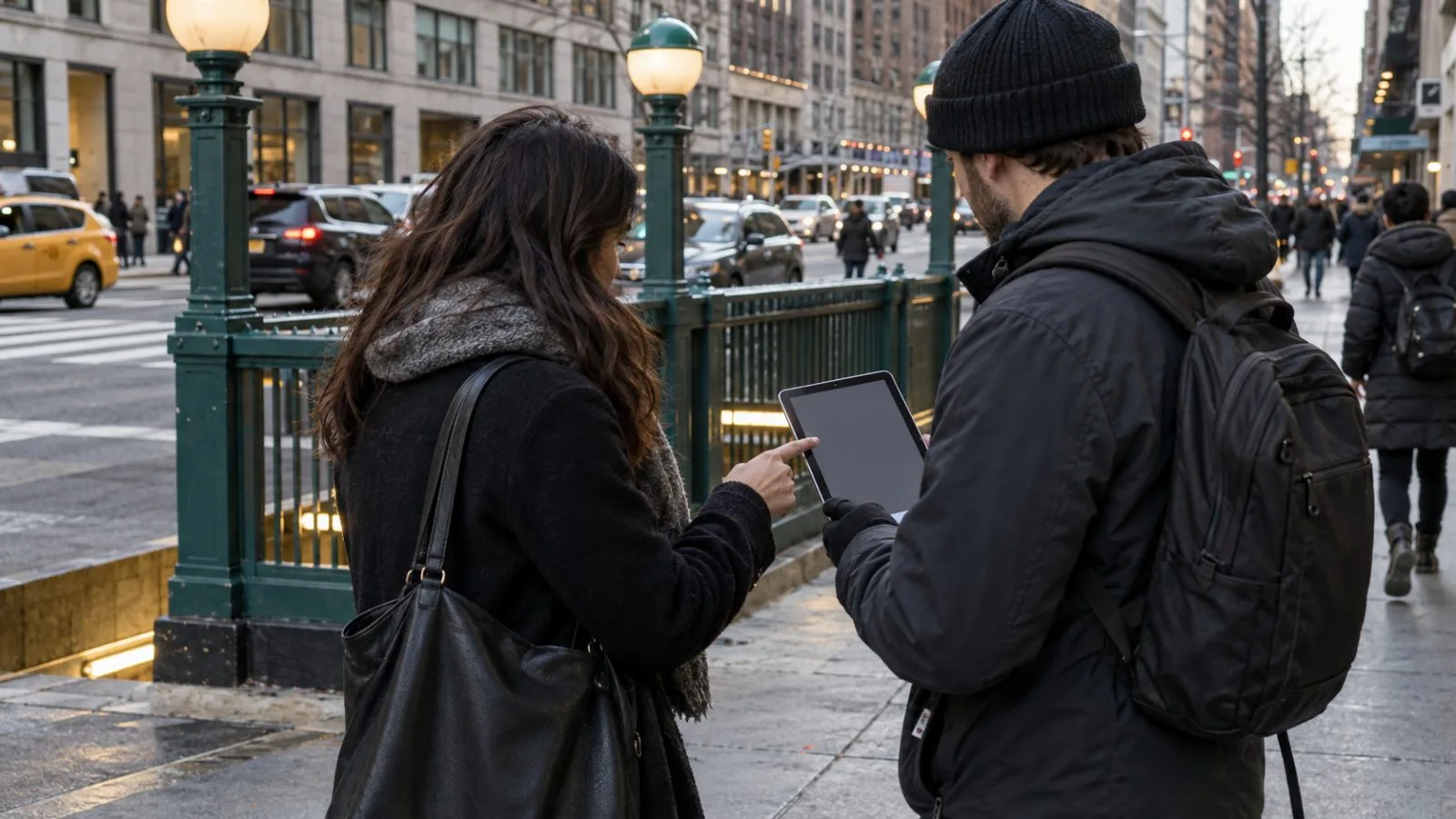 A pollster speaks with a passerby on a Manhattan sidewalk in New York City (AI-generated image / EconoTimes)