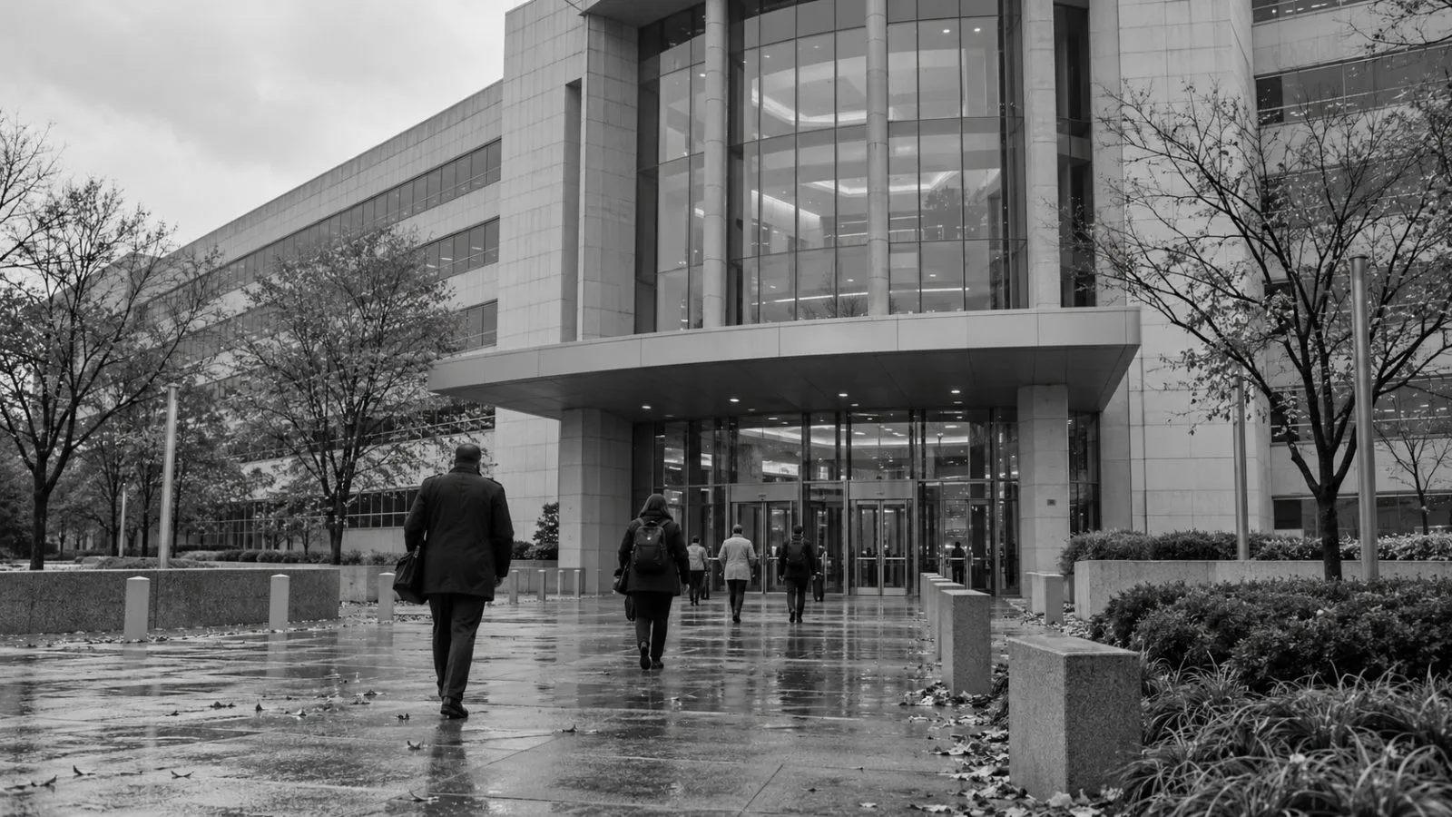 Staff members enter the Census Bureau headquarters in Suitland, Maryland, on an overcast autumn morning. (AI-generated image / EconoTimes)