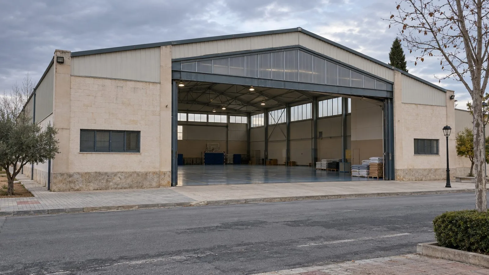 Urda’s municipal sports pavilion stands open as a temporary shelter in Toledo province, Spain (AI-generated image / EconoTimes)