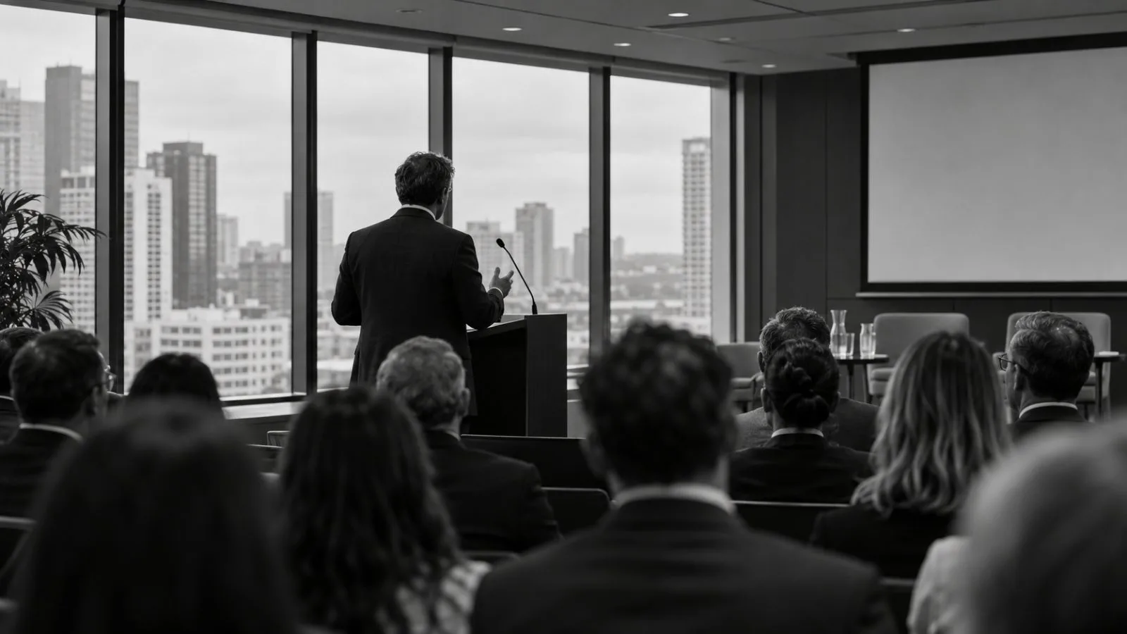 A speaker addresses attendees at an investment conference in Sydney, Australia (AI-generated image / EconoTimes)