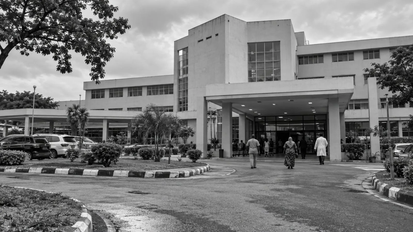 Patients and staff move through the entrance of a public hospital in Abuja, Nigeria. (AI-generated image / EconoTimes)