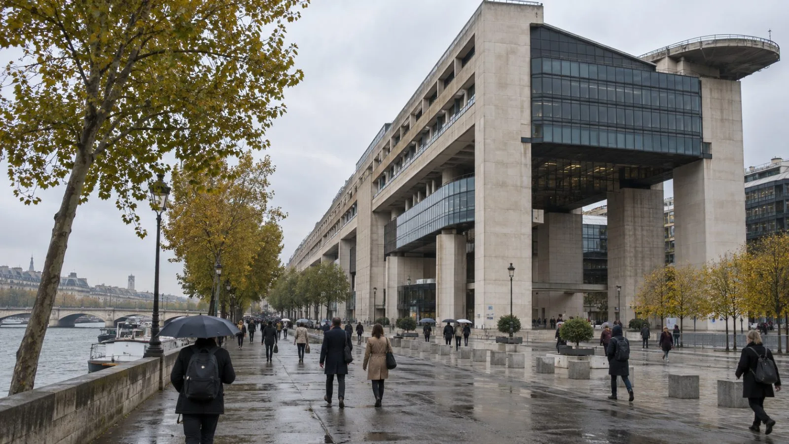Pedestrians pass the French Ministry of Economy and Finance in Paris. (AI-generated image / EconoTimes)