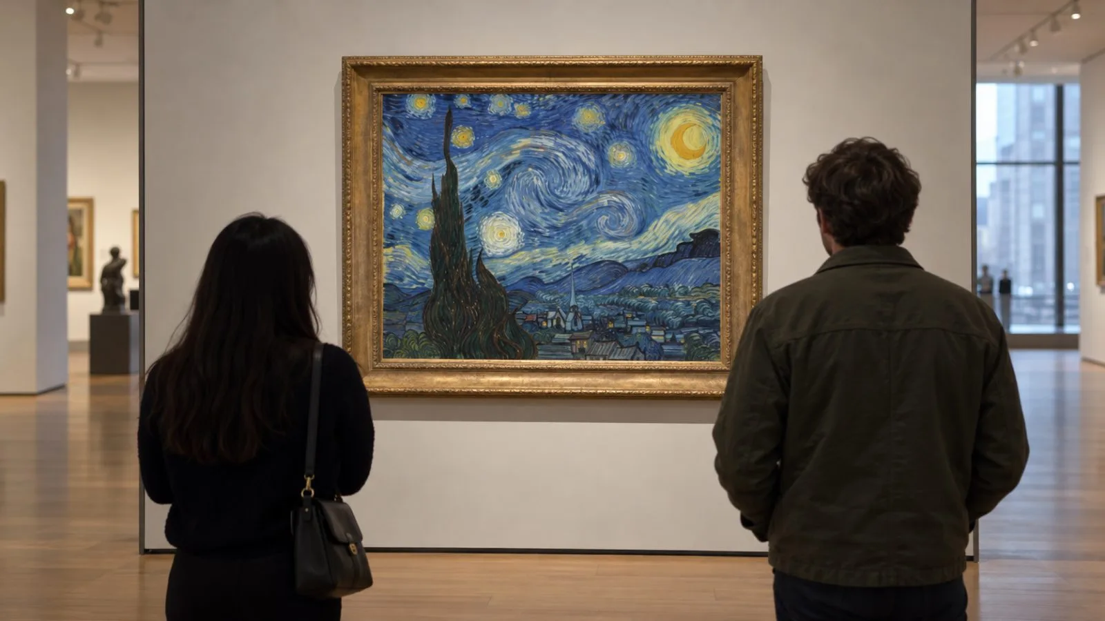 Visitors view a Vincent van Gogh painting at the Museum of Modern Art in New York. (AI-generated image / EconoTimes)