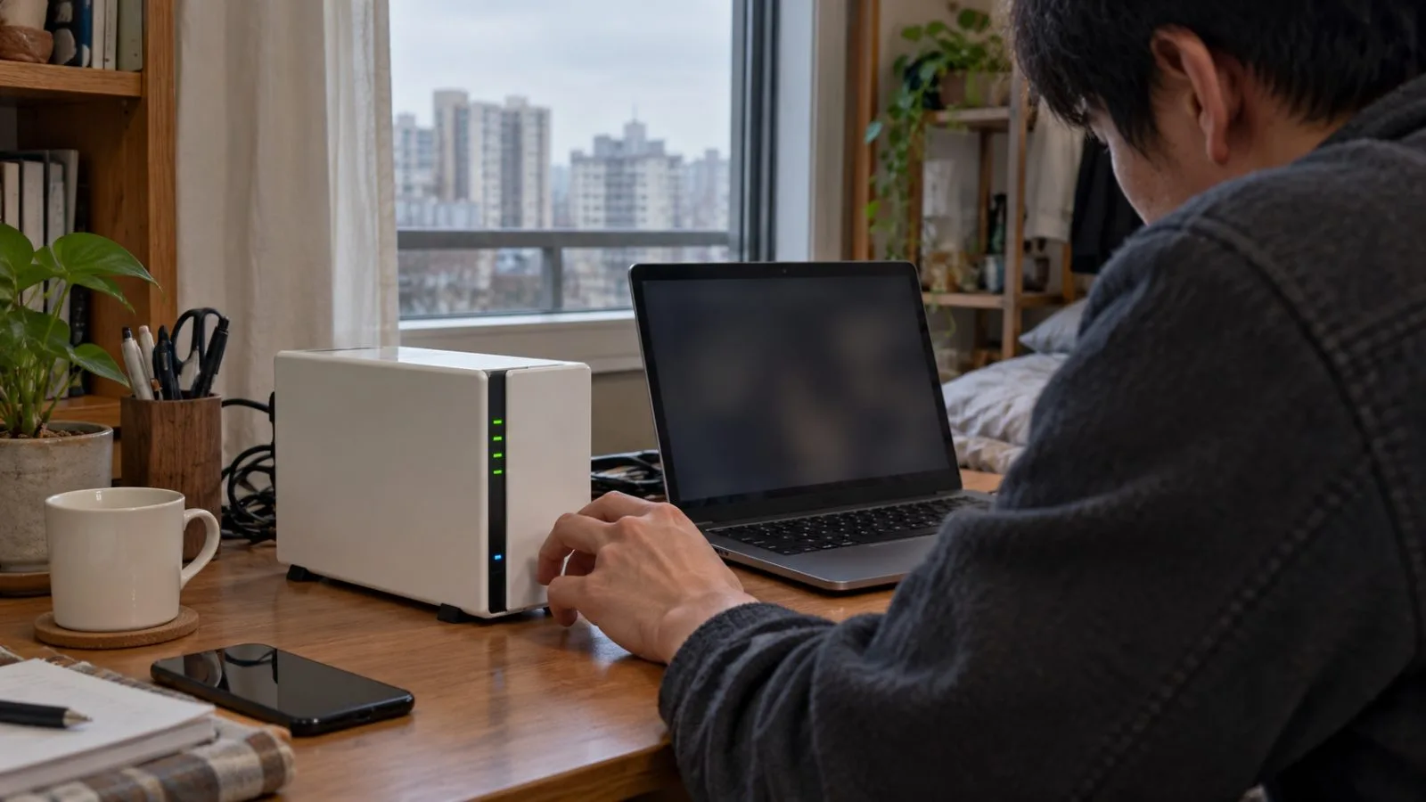 A resident checks a network storage device in a Seoul apartment, South Korea. / EconoTimes.ai
