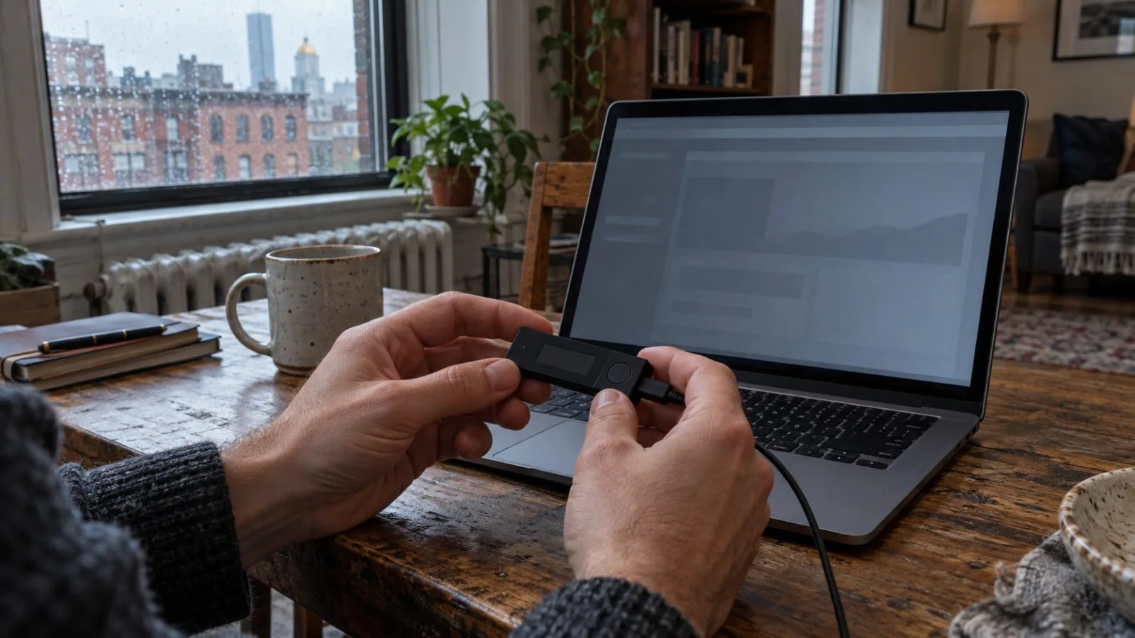 Hands review an order database beside a hardware wallet in a Boston technology office / EconoTimes.ai