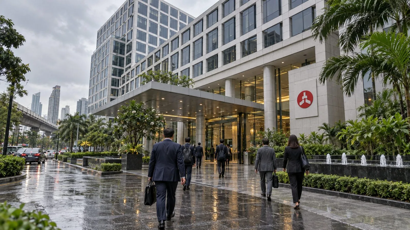 Delegates enter a conference venue in Bangkok, Thailand, for a regional central bank meeting. / EconoTimes.ai
