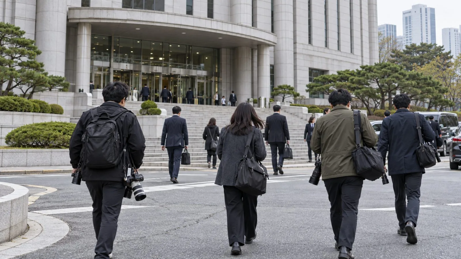 Reporters gather outside the Seoul High Court in Seoul, South Korea. (AI-generated image / EconoTimes)