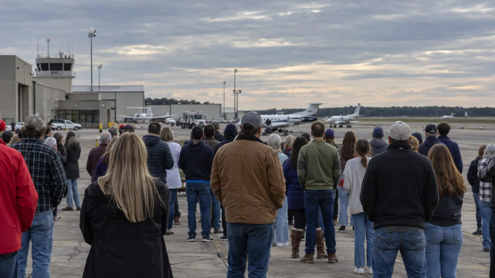 People gather at Pitt-Greenville Airport in Greenville, North Carolina, for a rally. (AI-generated image / EconoTimes)