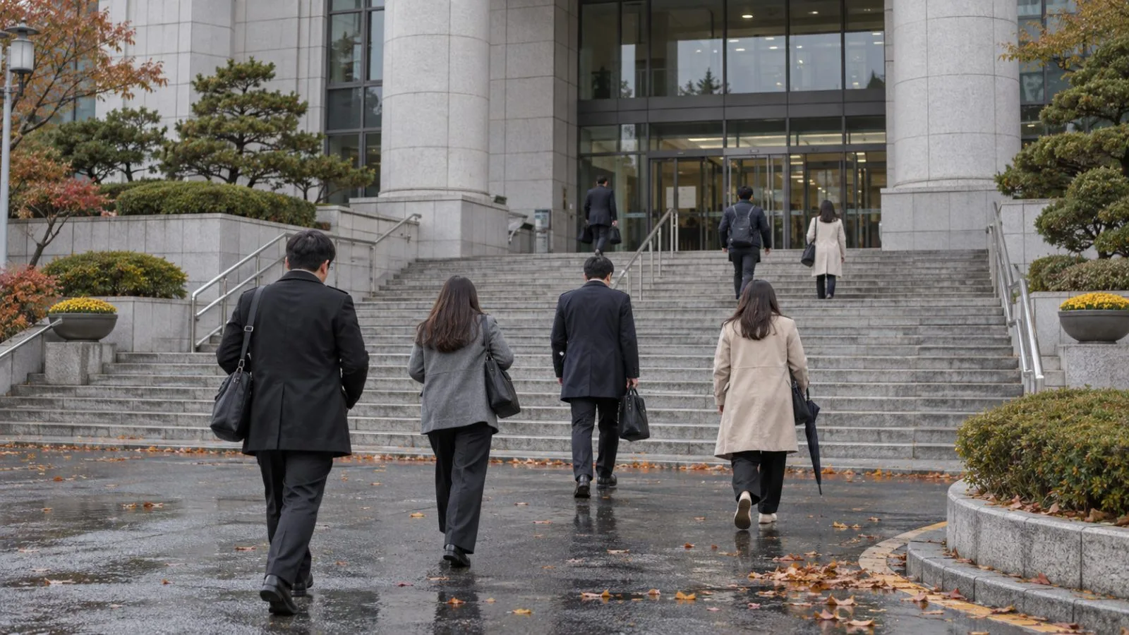 People walk outside Daejeon District Court in Daejeon, South Korea. (AI-generated image / EconoTimes)