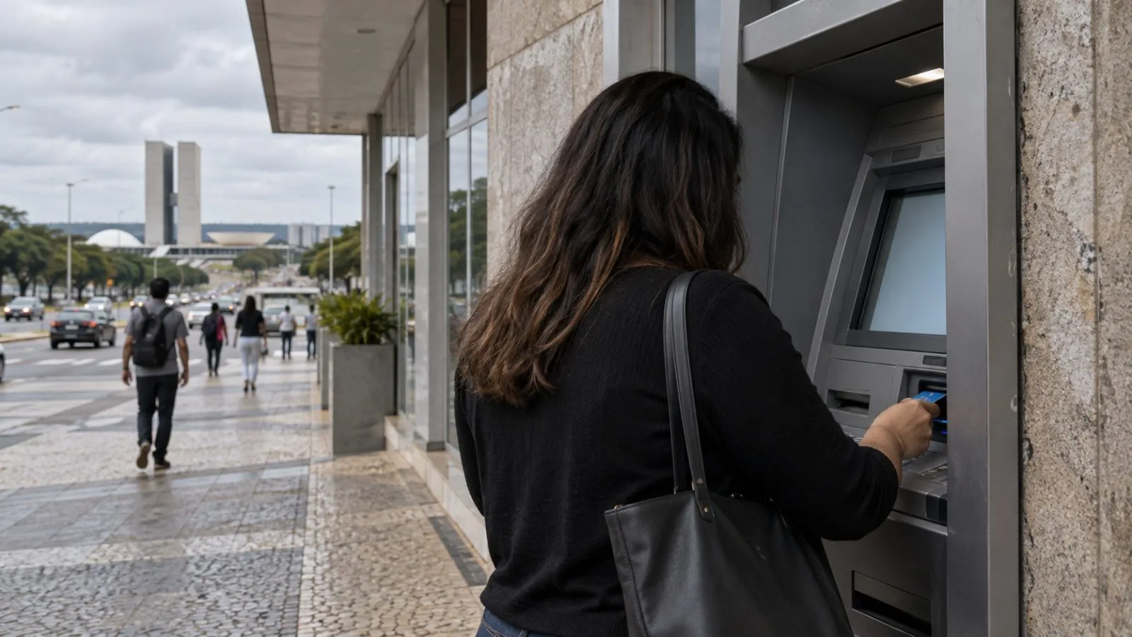 A person uses an ATM outside a bank branch in Brasília, Brazil. (AI-generated image / EconoTimes)