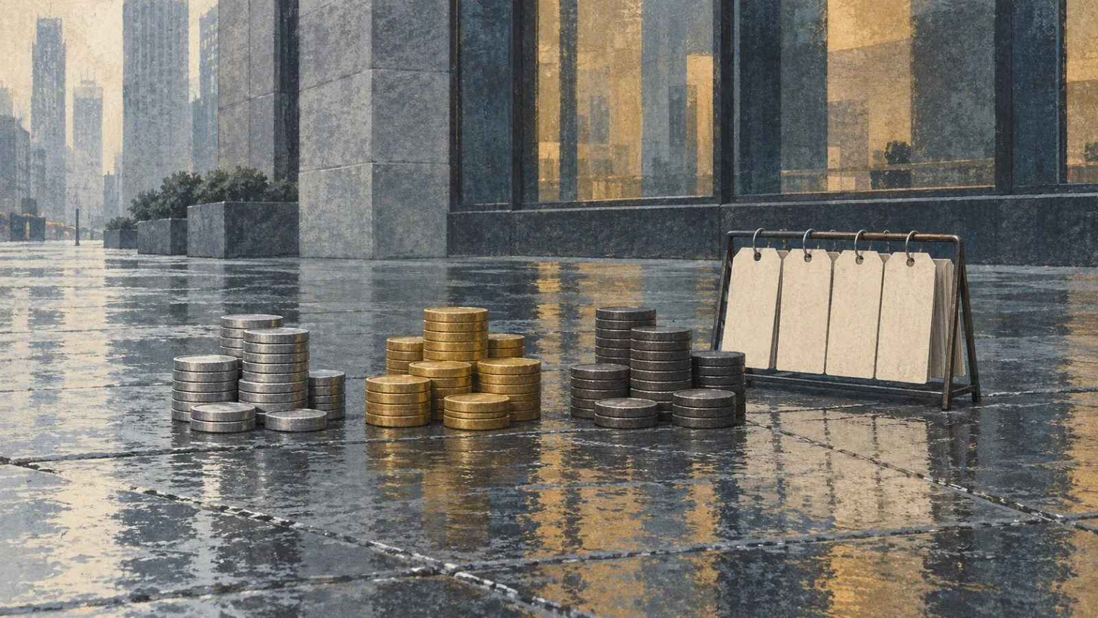 Unmarked token forms and blank contract tabs sit together on a Financial District sidewalk in Manhattan (AI-generated image / EconoTimes)