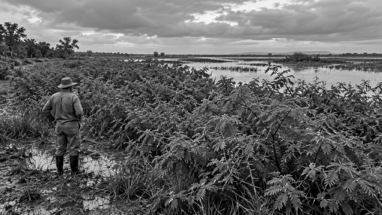 Dense mimosa thickets crowd a wetland edge on the Adelaide River floodplain in Australia's Northern Territory. (AI-generated image / EconoTimes)