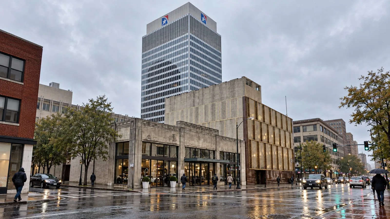 The First Horizon headquarters rises above Madison Avenue in downtown Memphis, Tennessee. / EconoTimes.ai