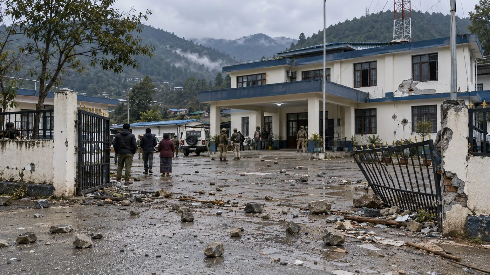 Security personnel stand outside a police station in Siang Valley, Arunachal Pradesh, India / EconoTimes.ai