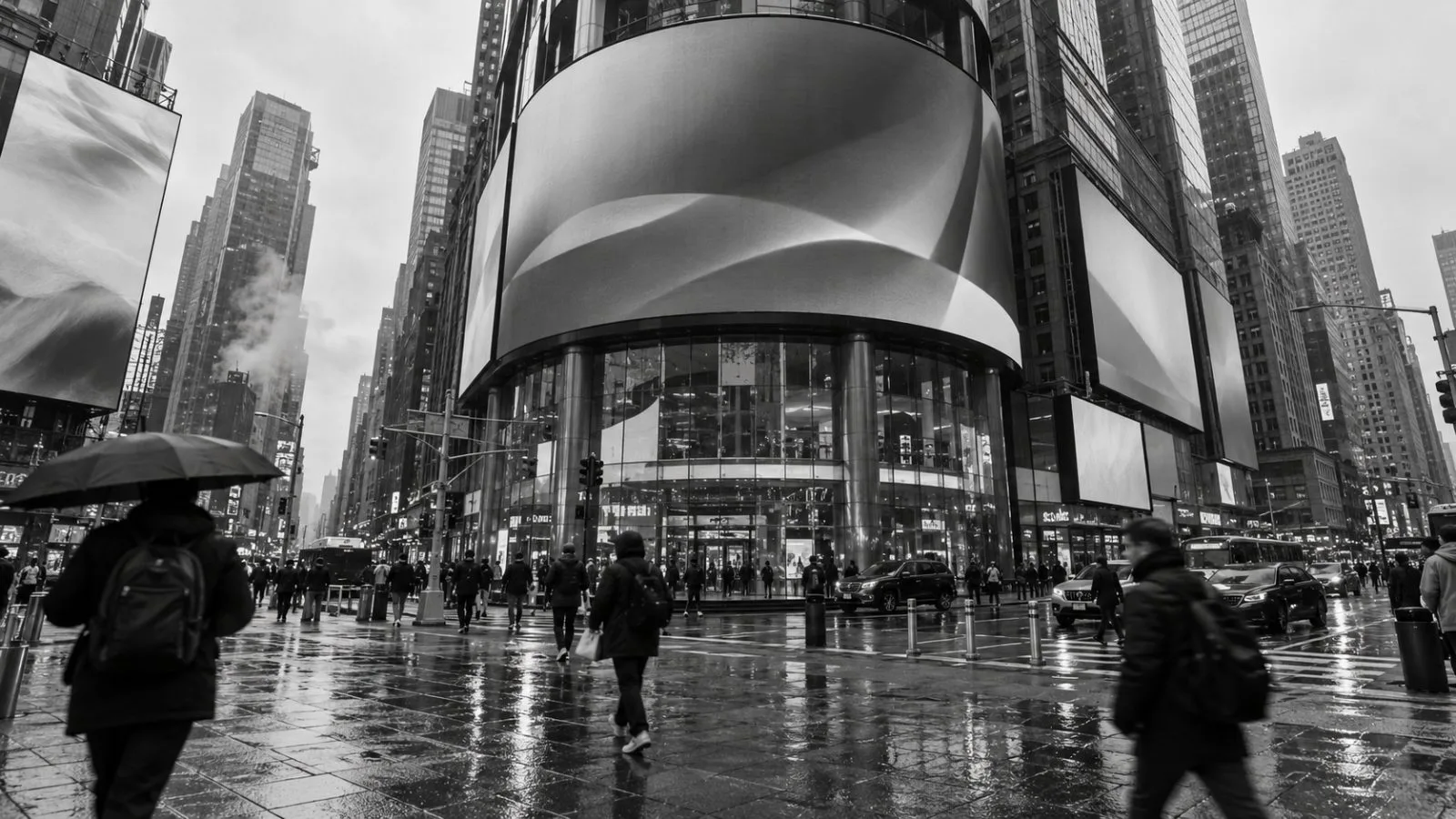Pedestrians pass Nasdaq MarketSite’s electronic facade in Times Square, New York. (AI-generated image / EconoTimes)