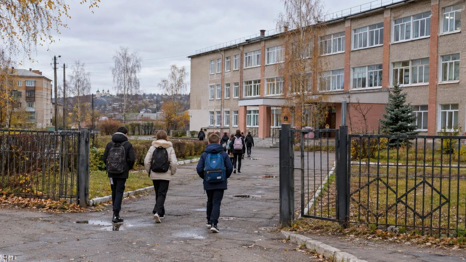 Pupils leave a school in Yefremov, Russia, on an overcast afternoon. (AI-generated image / EconoTimes)