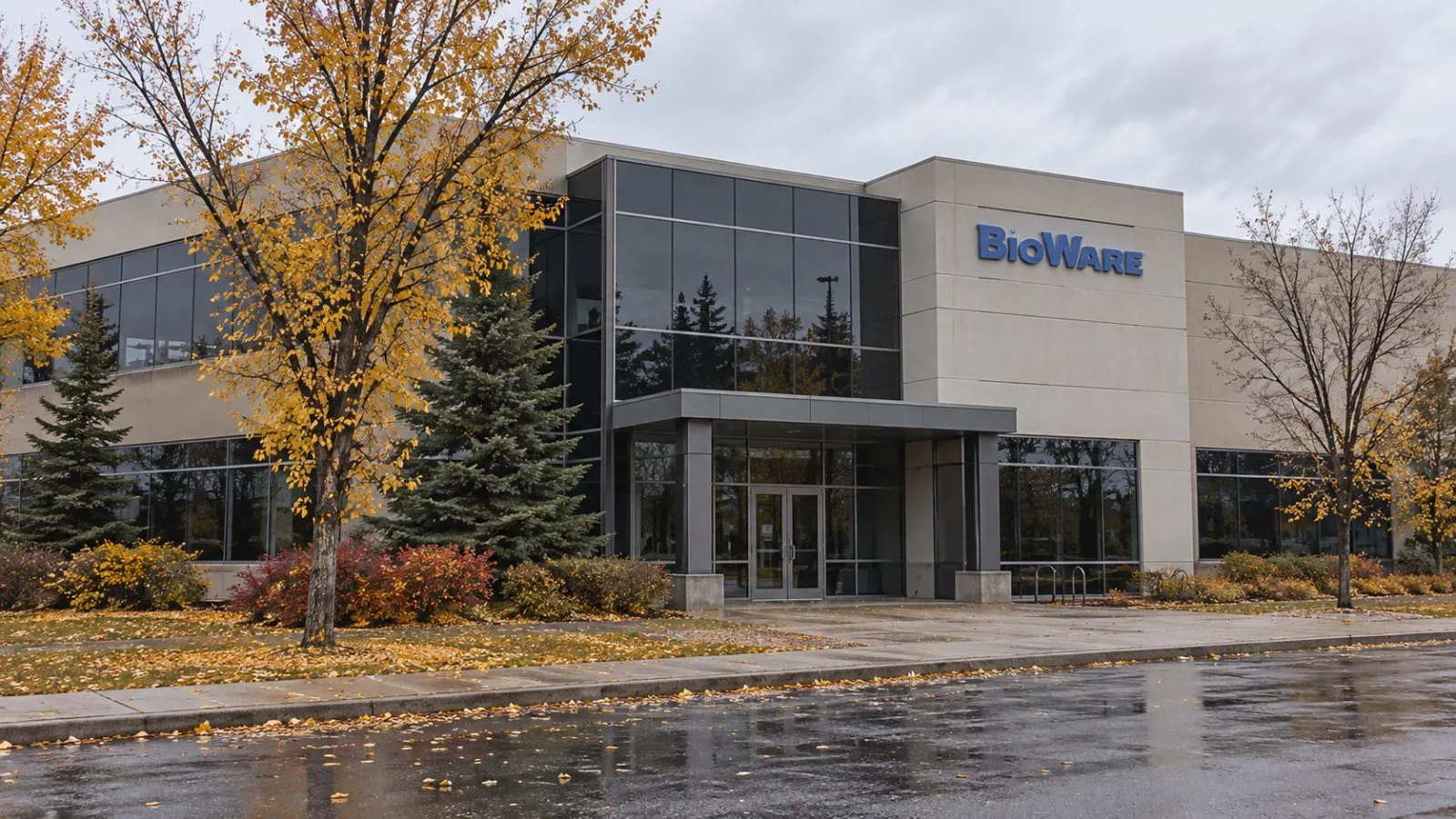 The closed studio entrance stands beneath darkened windows in Edmonton, Alberta / EconoTimes.ai
