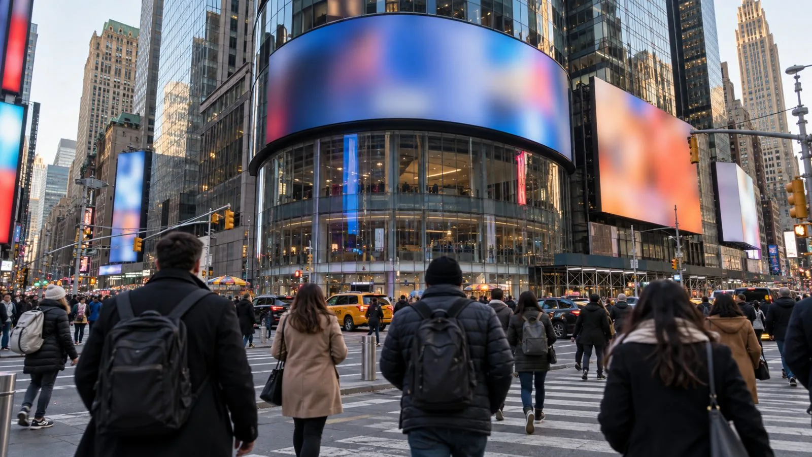 Pedestrians pass the Nasdaq MarketSite building in New York City's Times Square. (AI-generated image / EconoTimes)