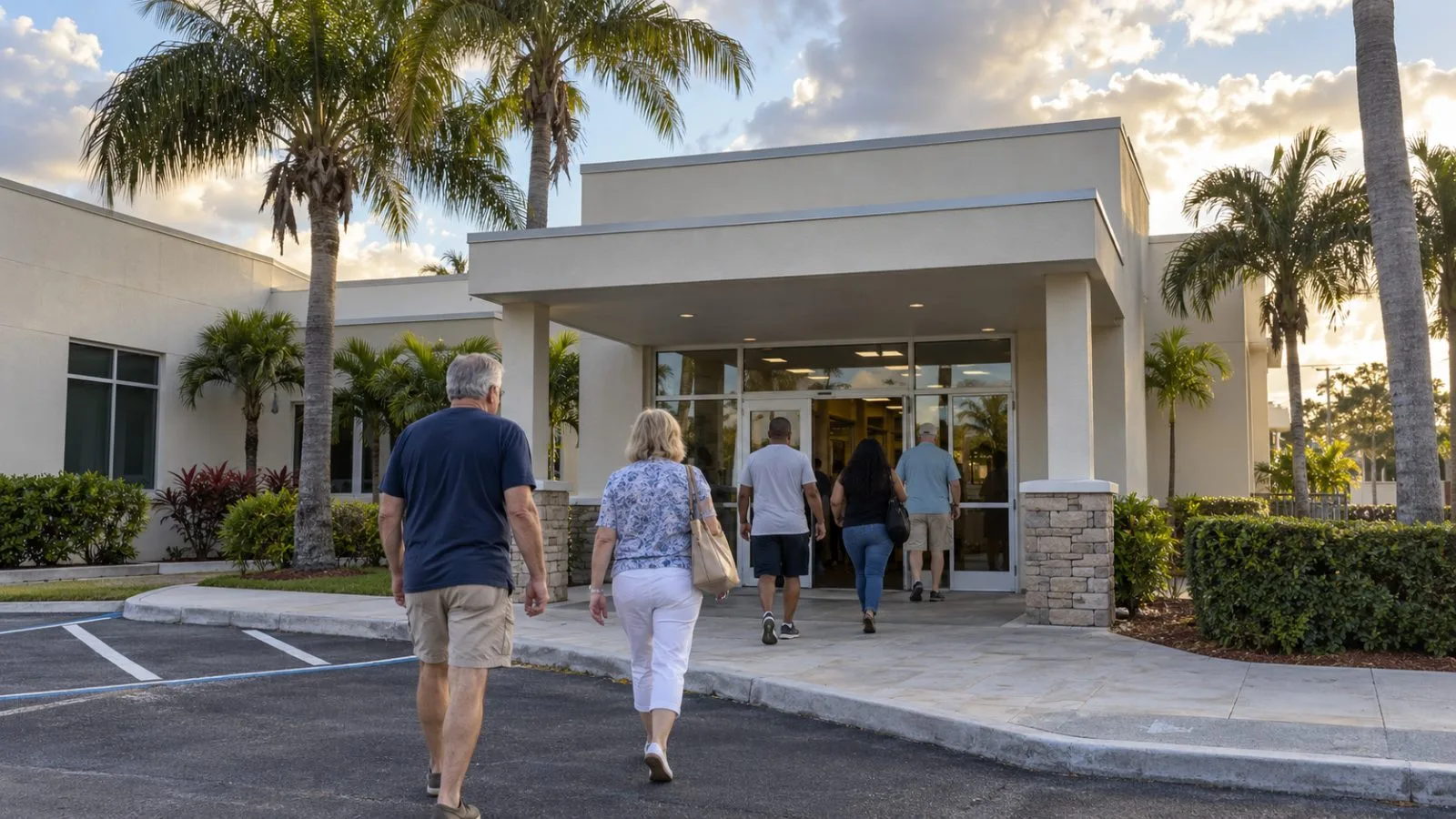 Voters approach a polling place in Palm Beach County, Florida. (AI-generated image / EconoTimes)