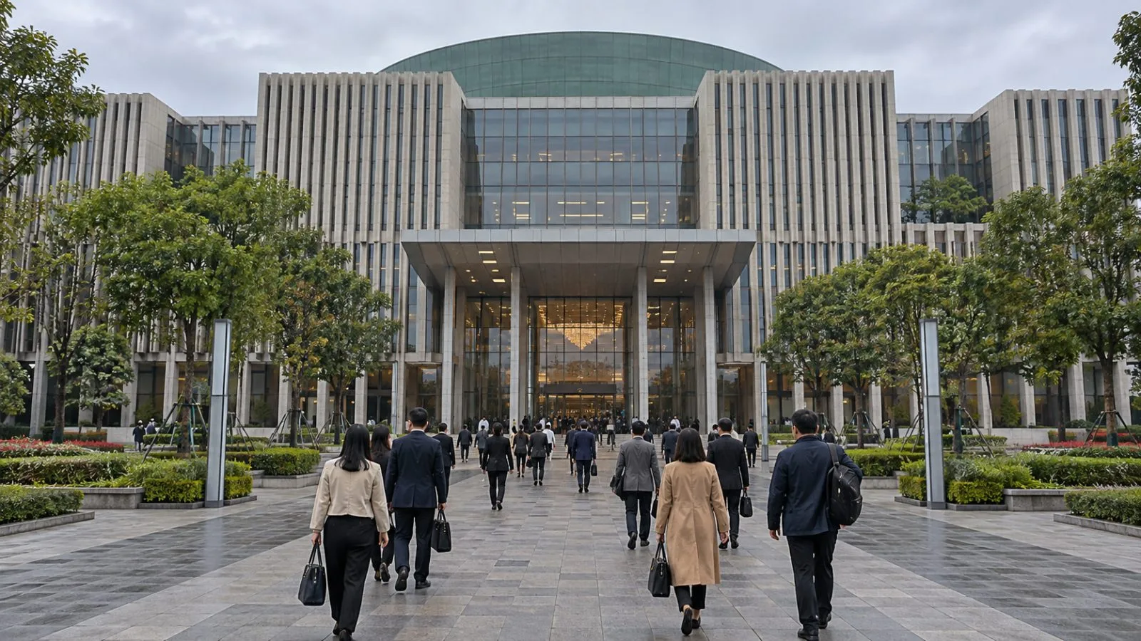 People walk toward Vietnam’s National Assembly building in Hanoi on an overcast morning. (AI-generated image / EconoTimes)