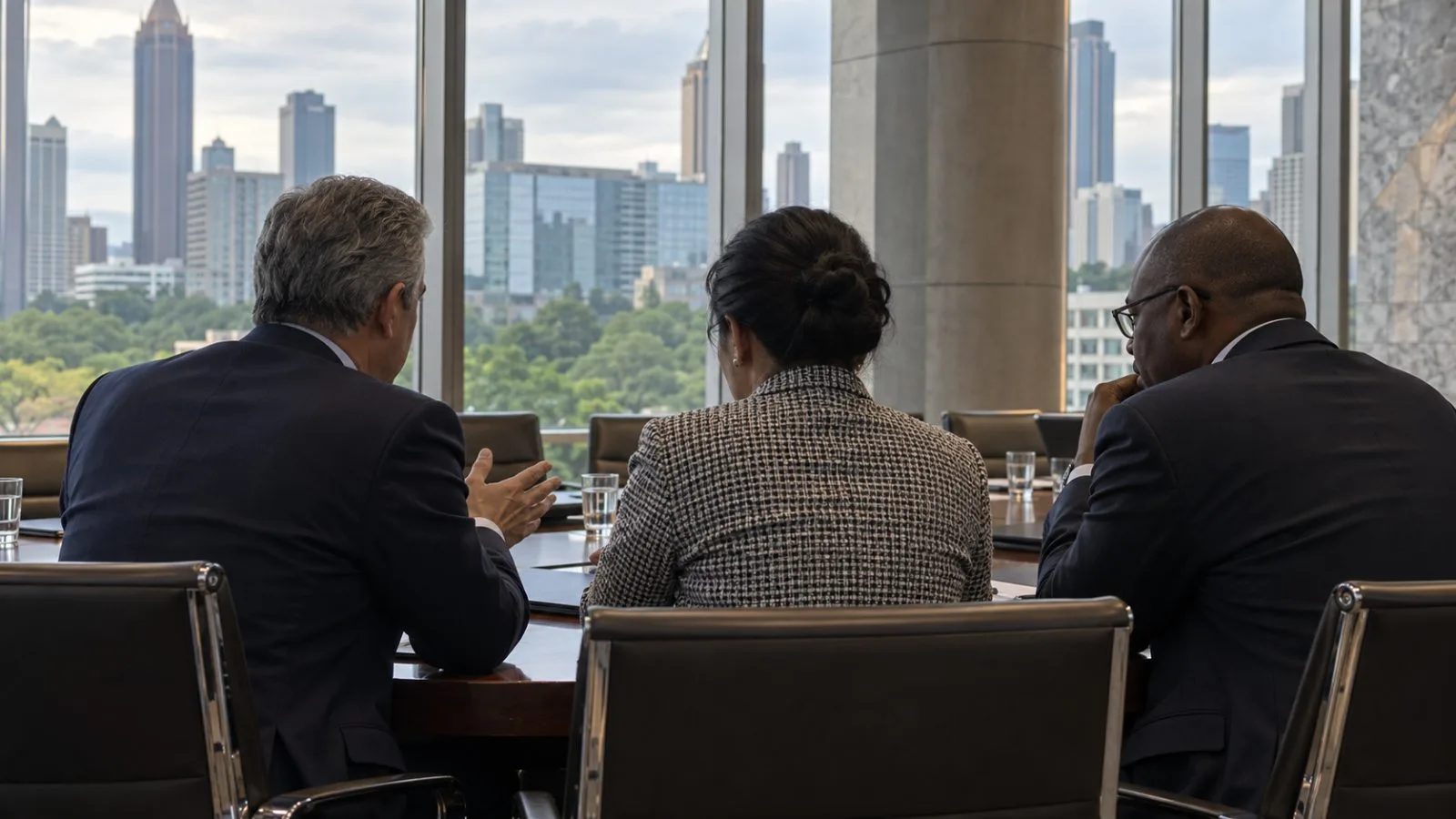 Officials meet around a conference table at the G20 venue in Atlanta, Georgia. (AI-generated image / EconoTimes)
