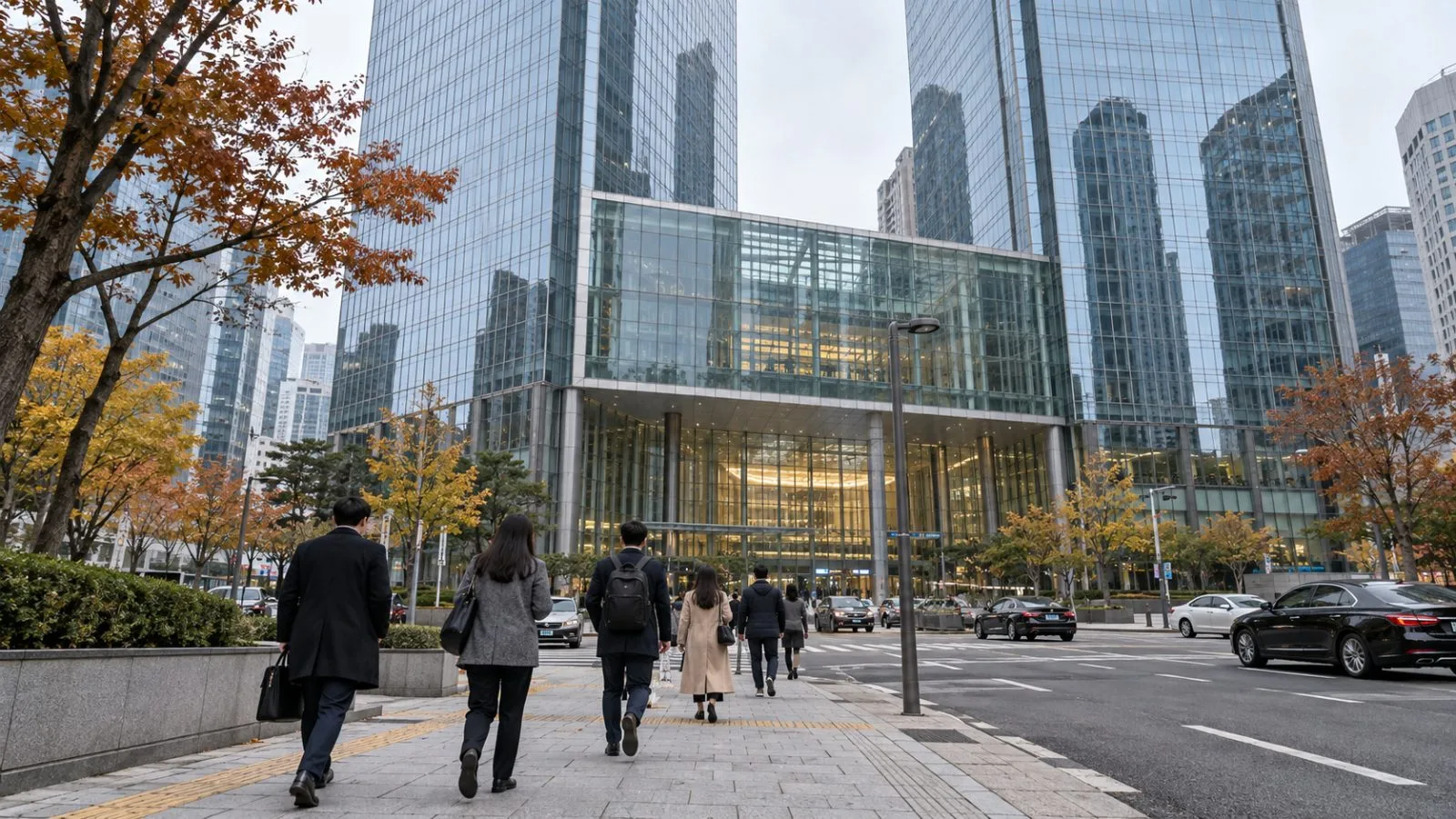 Office workers walk past Mirae Asset Center 1 on Euljiro 5-gil in Seoul. / EconoTimes.ai