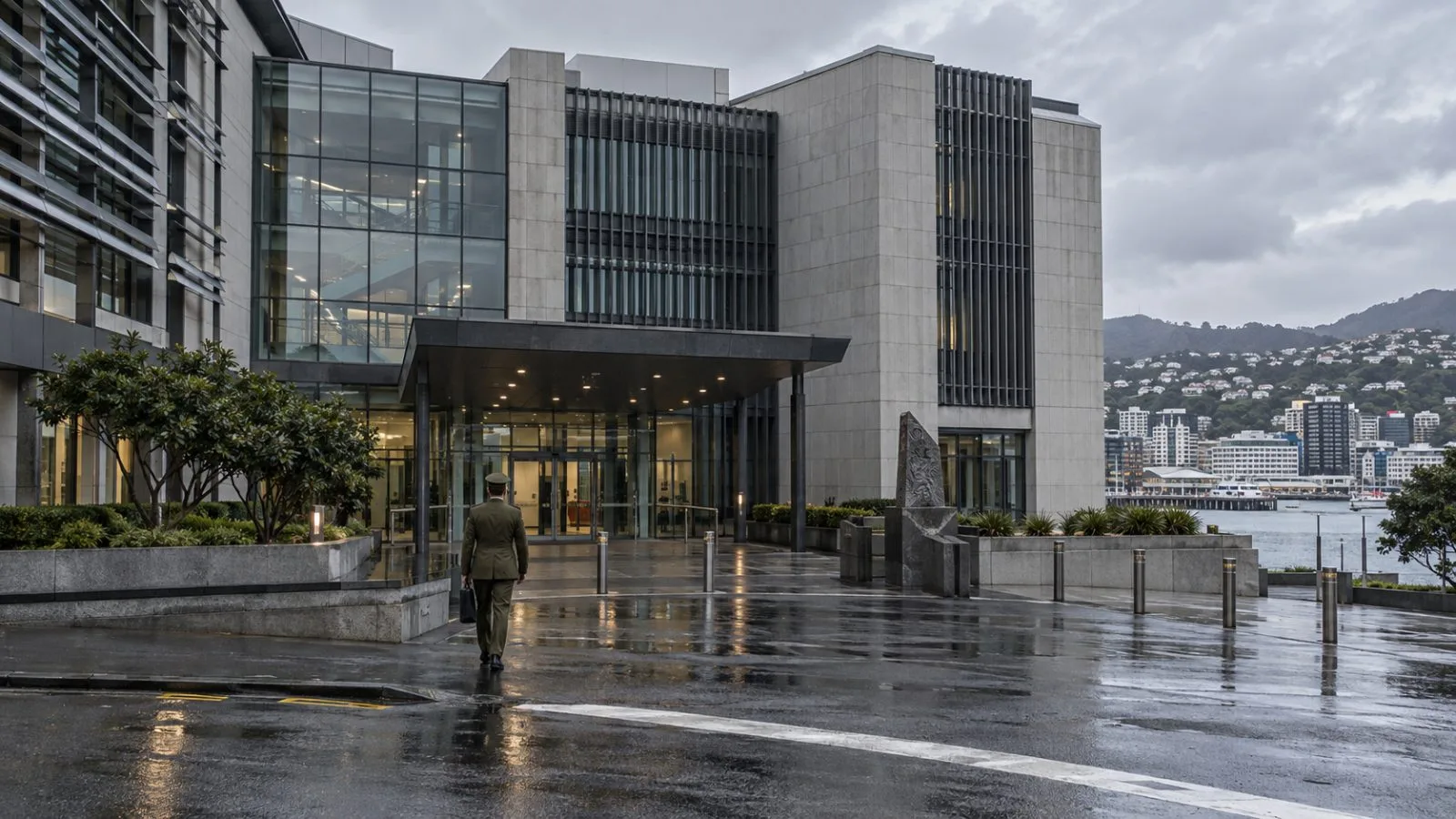 New Zealand Defence Force headquarters stands on Bowen Street in Wellington. / EconoTimes.ai