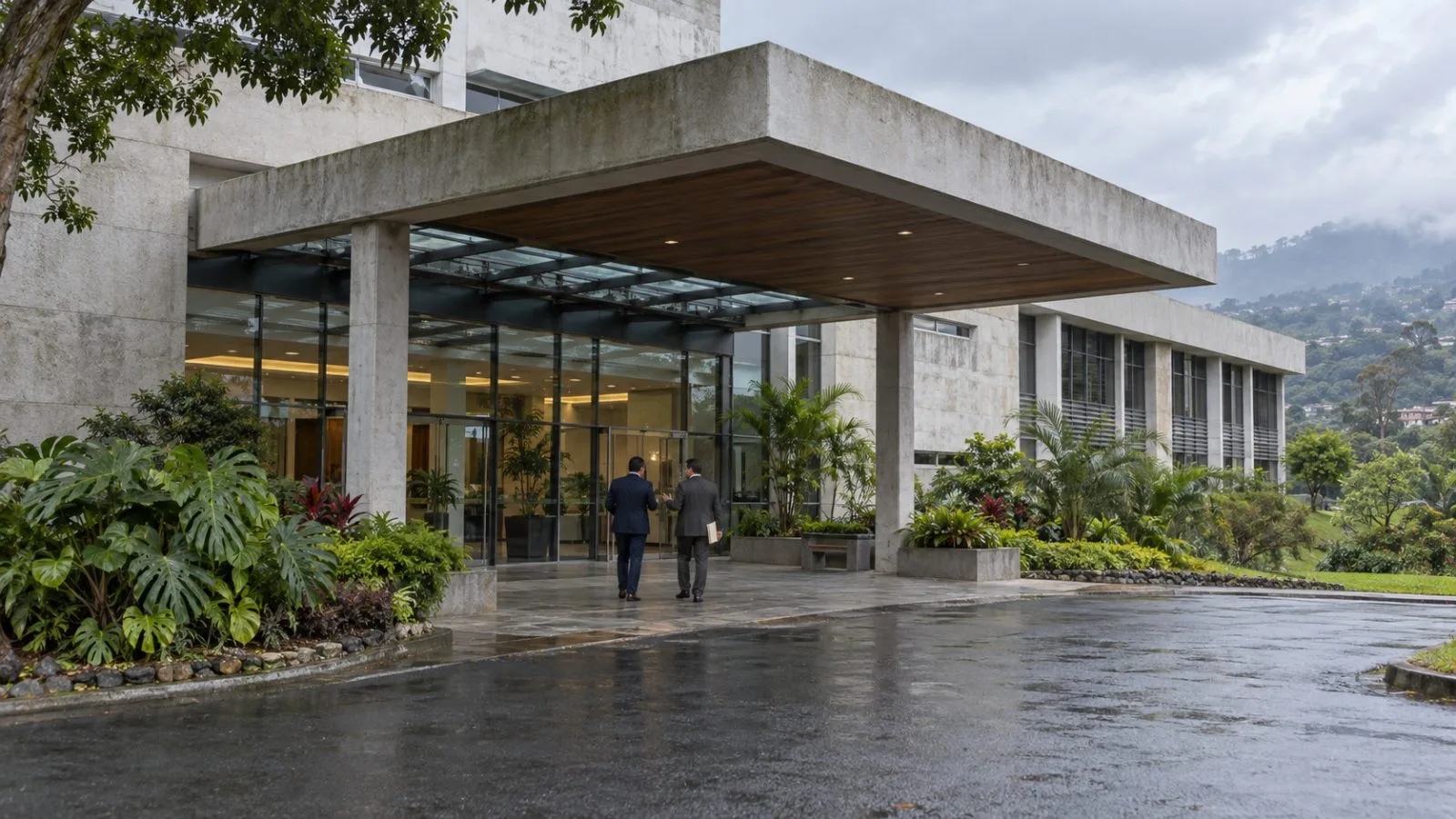 People enter IICA headquarters in San Isidro de Coronado, Costa Rica. (AI-generated image / EconoTimes)