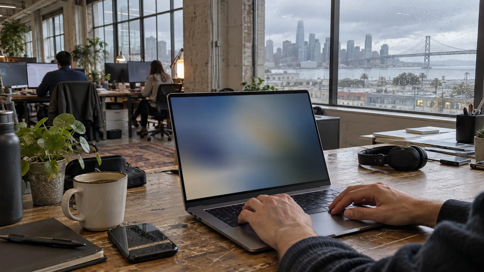 A software maintainer works at a laptop in a San Francisco workspace. (AI-generated image / EconoTimes)