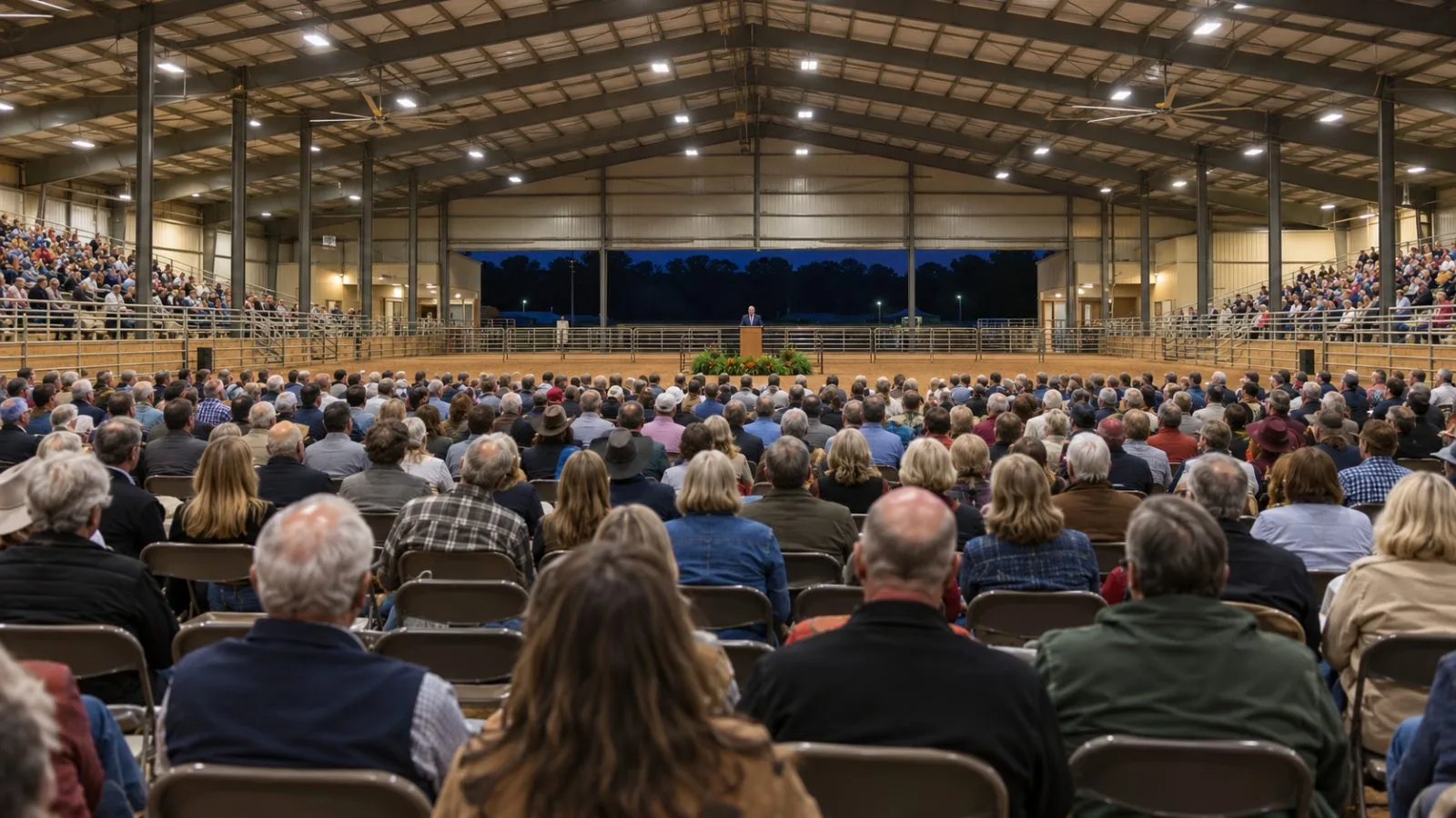 Supporters gather inside T. Ed Garrison Arena in Pendleton, South Carolina. (AI-generated image / EconoTimes)
