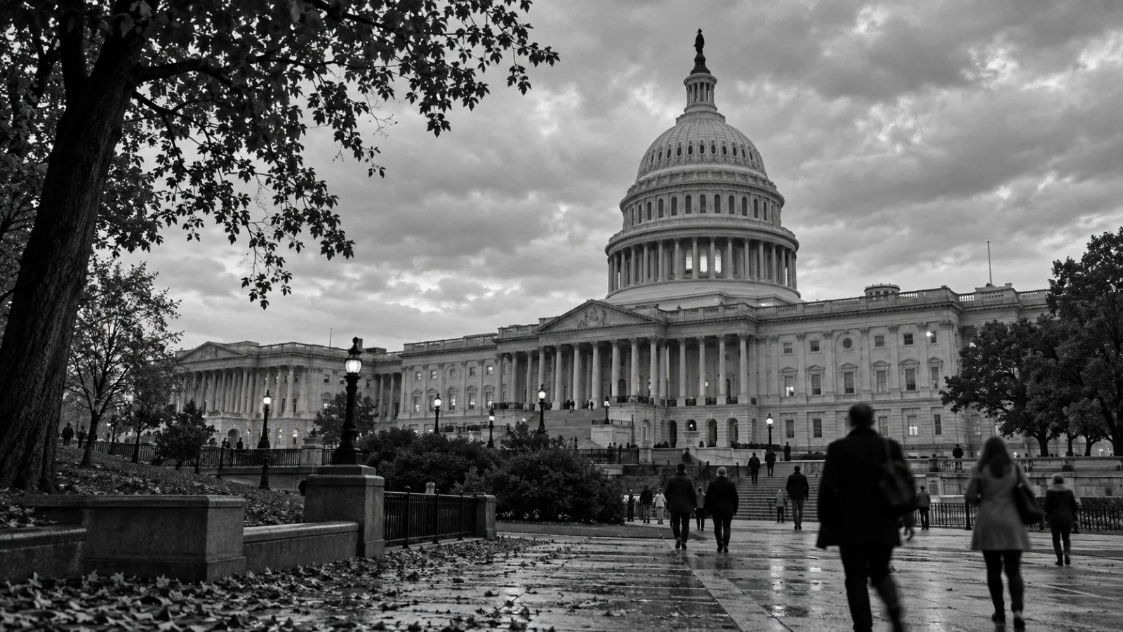Pedestrians cross the grounds outside the U.S. Capitol in Washington, D.C. (AI-generated image / EconoTimes)