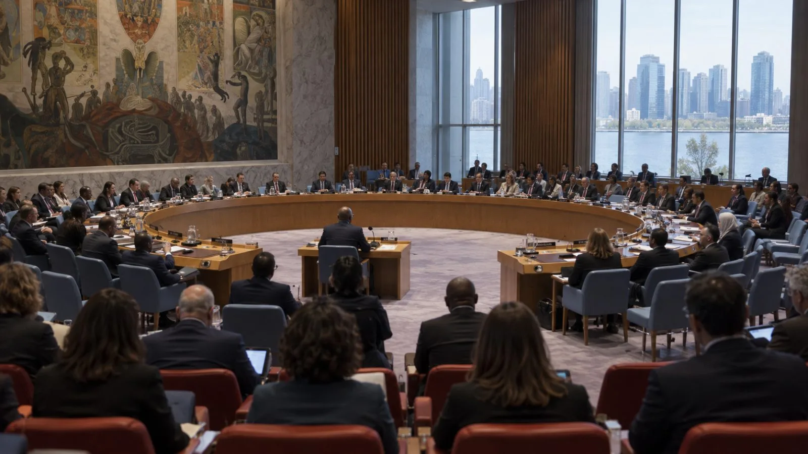 Diplomats attend a Security Council meeting at United Nations headquarters in New York. (AI-generated image / EconoTimes)