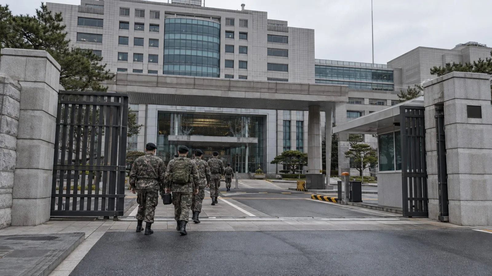 Uniformed personnel enter the Ministry of National Defense in Seoul. (AI-generated image / EconoTimes)