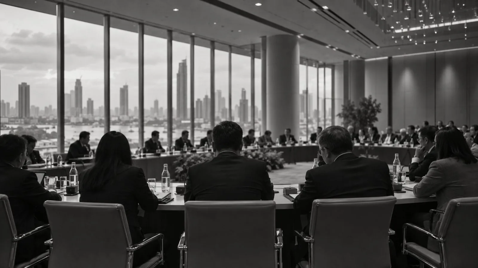 Delegates meet around a conference table at Bangkok’s Queen Sirikit National Convention Center. (AI-generated image / EconoTimes)