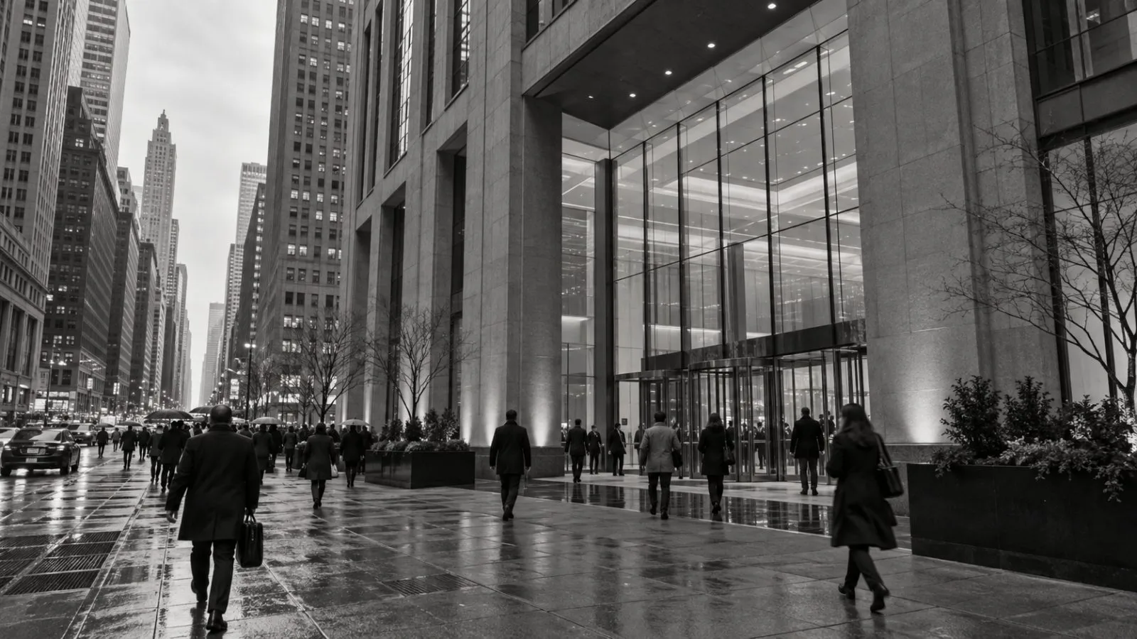 Pedestrians pass a commercial office tower in Manhattan, New York City. (AI-generated image / EconoTimes)