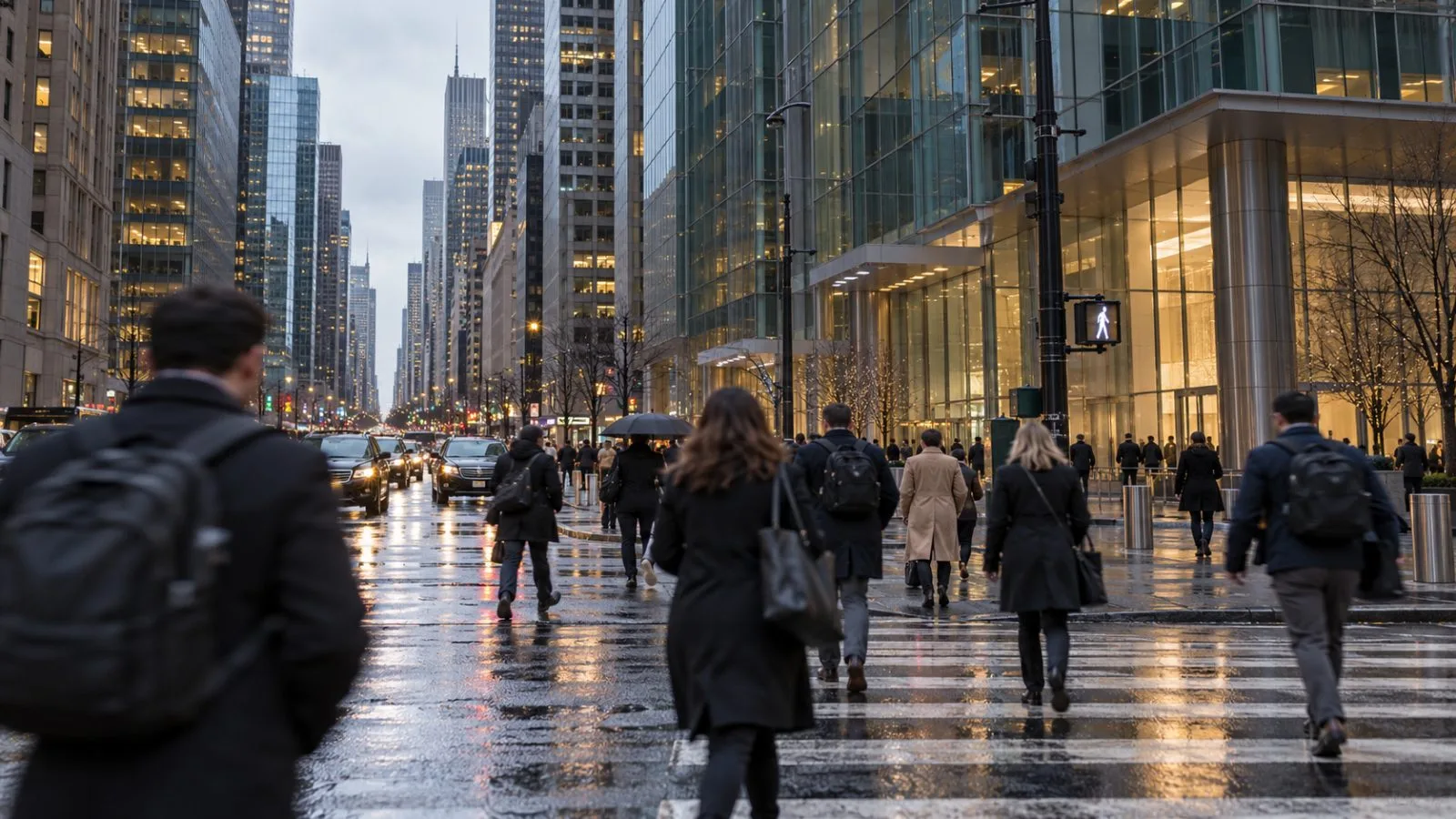 Office towers line Broadway in Midtown Manhattan, New York, beneath an overcast autumn sky. (AI-generated image / EconoTimes)