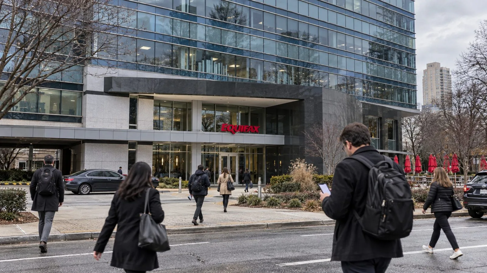 A commuter checks a phone outside an office tower in Midtown Atlanta, Georgia. / EconoTimes.ai