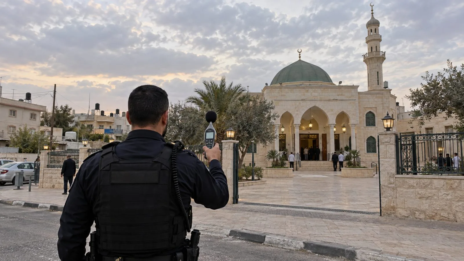 Al-Rahma Mosque stands beside homes in Tel Sheva, southern Israel. (AI-generated image / EconoTimes)
